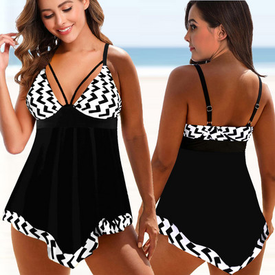 2022. aasta kõrge vöökohaga mustriga tankiinikomplektid, seksikad ujumisriided, kaheosaline seljataga ujumisriided, naiste mood rannas ujumistrikoo