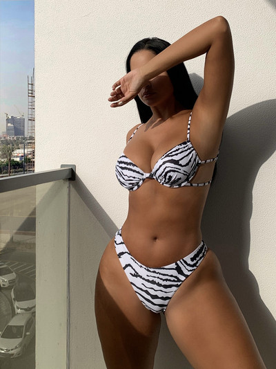 Kolmnurkse lipsuga küljel bikiinid naiste seksikas ujumistrikoo kaheosaline ujumisriided 2022 bikiinikomplekt suvine rannasebra mustriga ujumiskostüüm