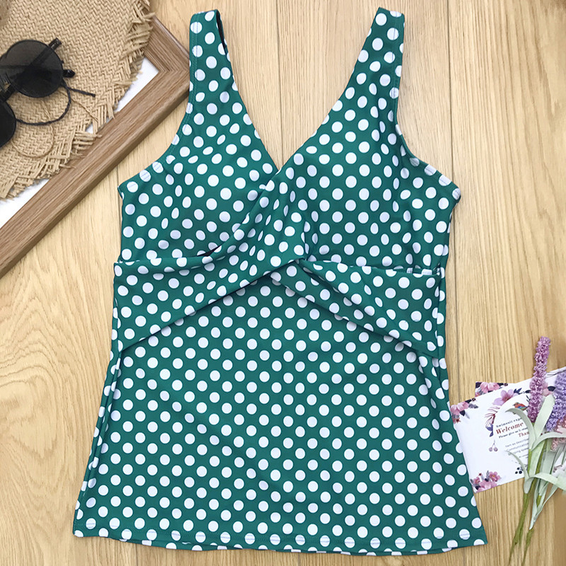 2023-as új női fürdőruha, nagy méretű, pöttyös nyomatú, kétrészes fürdőruha rövidnadrággal, magas derekú fürdőruha 2XL-es Pöttyös mintás strandruha