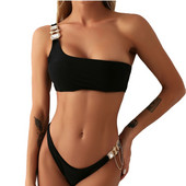 Új fürdőruha Crystal Diamond Chain női kétrészes osztott fürdőruha egy váll szexi bikini Gm*