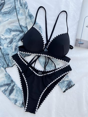 Black Halter Bikini 2023 Sexy Push Up Bandage Γυναικεία μαγιό Brazilian μαγιό στρινγκ μπικίνι Μαγιό Καυτές εκπτώσεις