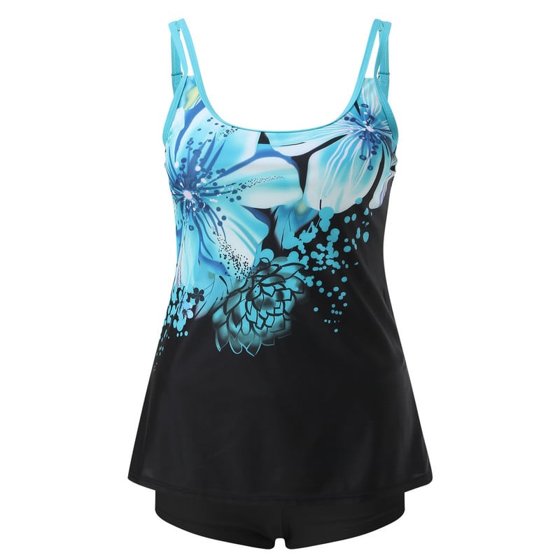 Naiste mood Seksikas vintage naiste kaheosaline ujumistrikoo kookosepuu mustriga lühikeste varrukatega naiste ujumisriided