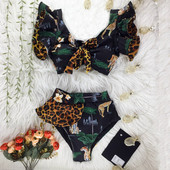 2022 Νέο συνονθύλευμα μαγιό με φιόγκο μπικίνι εκτύπωσης ξεχωριστό μαγιό Shiring μαγιό Μαγιό Καλοκαιρινά ρούχα παραλίας