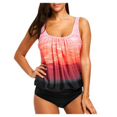 Vintage Gradient Print Tankini ujumistrikood Naiste vabaaja ujumiskleit Tankini ujumistrikoo Ujumisriided Tankini komplektid Maillot De Bain