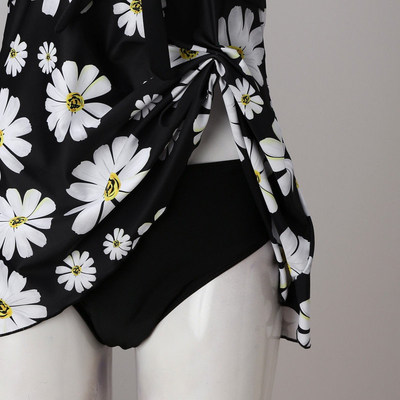 Bikiinid, kaks komplekti, rihmad Prindi Tagasi Naiste ujumiskleit Osa Ujumisriided Suurus Ujumisriided Tankiinide komplekt Lillelised rannariided Купальник Женский