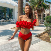 Lorylei Summer Red Sexy Bikini Set Shell Cicuri Bikini Plaja Baie 2023 Costum de baie Femei Halter Costume de baie Bikini cu bretele B497
