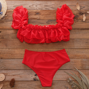 Lorylei Summer Red Sexy Bikini Set Shell Tassels Bikini Beach Bathing 2023 Γυναικείο μαγιό Halter Μαγιό Strappy Bikinis B497