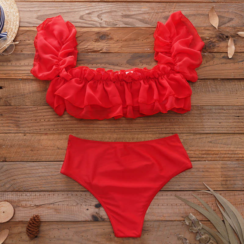 Lorylei Summer Red Sexy Bikini Set Shell Cicuri Bikini Plaja Baie 2023 Costum de baie Femei Halter Costume de baie Bikini cu bretele B497