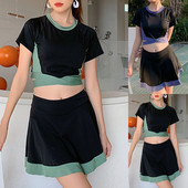 Naiste moodsad ümara kaelusega ujumistrikoo lips Väike õhuke seelik kuumaveeallika ujumistrikoo ülaosad naistele Halter Naiste ujumistrikoo lühikesed püksid