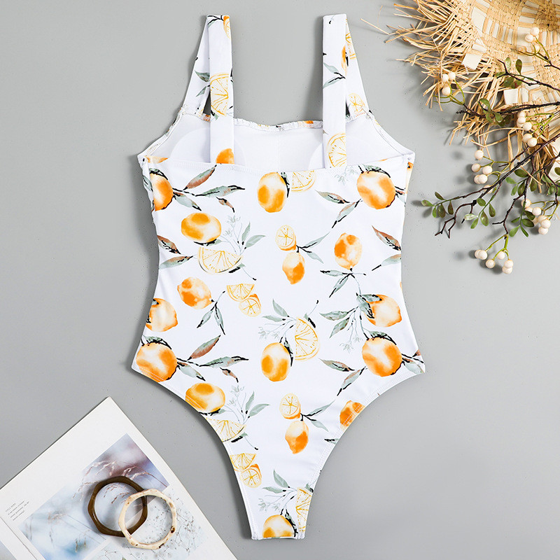 Prinditud plisseeritud ujumistrikoo naiste ühes tükis rannariided laia õlarihmaga Monokini seljataga ujumiskostüüm rannastiilis ujumisriided