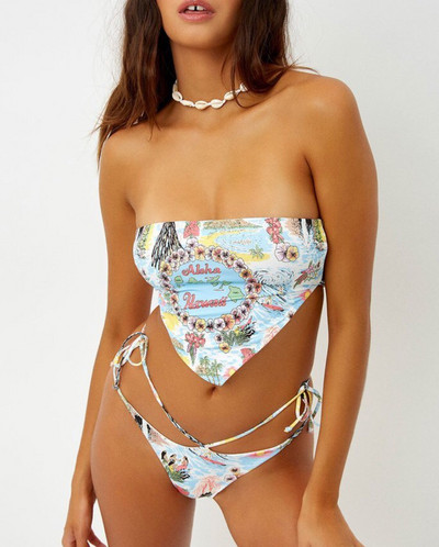 Snake Skin marginta metaline grandinėle Bikini Moteriški maudymosi kostiumėliai Moteriški maudymosi kostiumėliai Dviejų dalių bikinio rinkinys Maudymosi kostiumėlis Swim XL