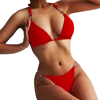 Femei Casual Solid Hollow Strap Bikini Sexy Costume de baie Baie Două Fete Topuri Dimensiunea 1416 cu Sutien Costum de baie Cămăși pentru Juniori
