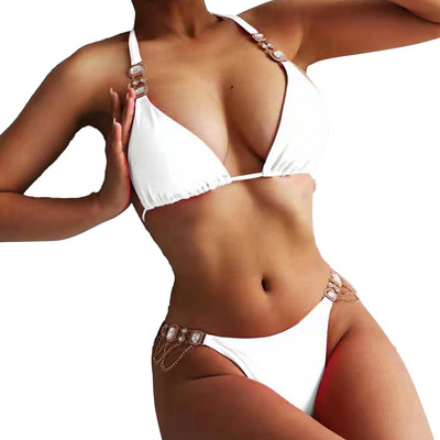 Femei Casual Solid Hollow Strap Bikini Sexy Costume de baie Baie Două Fete Topuri Dimensiunea 1416 cu Sutien Costum de baie Cămăși pentru Juniori