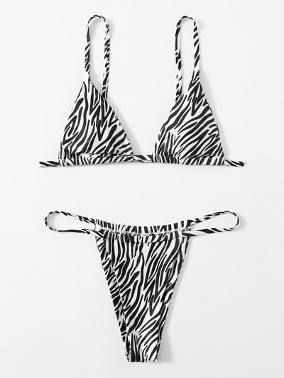 Zebra Print Push Up Bikini Szexi Bikini 2023 Új érkezés Párnázott melltartó alacsony derékú fürdőruha Női fürdőruha Női Biquini