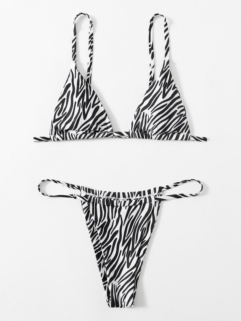 Zebra Print Push Up Bikini Szexi Bikini 2023 Új érkezés Párnázott melltartó alacsony derékú fürdőruha Női fürdőruha Női Biquini