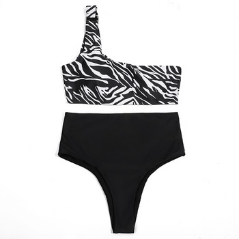 ZTVitality Zebra Print One Shoulder Bikini Sexy Bikini 2021 New Arrival Gadd σουτιέν Γυναικεία μαγιό με αγκράφα