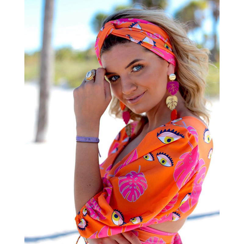 2023 Nyári Sexy Print 2 részes bikini szett Vintage nyomott push up magas dekoltázsú fürdőruha Női fürdőruha bikini B405