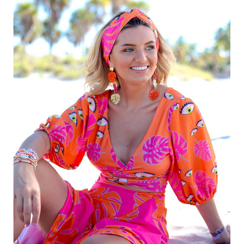 2023 Nyári Sexy Print 2 részes bikini szett Vintage nyomott push up magas dekoltázsú fürdőruha Női fürdőruha bikini B405