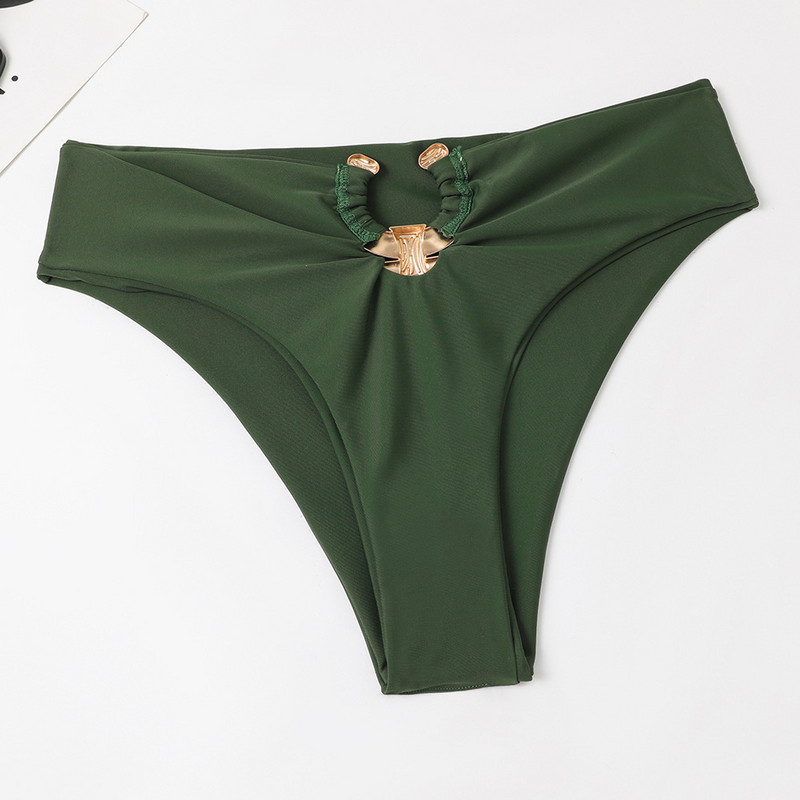 Costum de baie solid Costum de baie pentru femei Seturi de bikini de vară fără mâneci agățat gâtul sutien cu push up cu talie înaltă