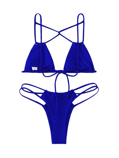 2023 Set de bikini femei Push-up Bandeau Costume de baie Cross Halter Sutien căptușit Tanga Costum de baie Biquini brazilian îmbrăcăminte de plajă