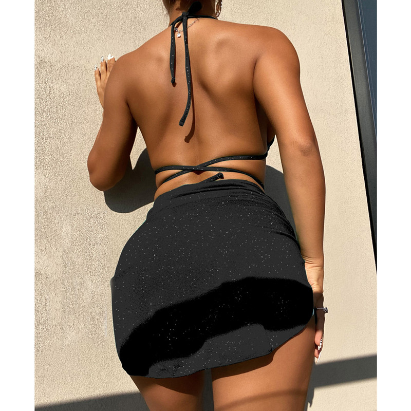Seksikas seljata kolmeosaline bikiinikomplekt, naiste suvised ujumisriided, rannarõivad 2023, uued Bandage Crossi bikiinid, ujumisriided