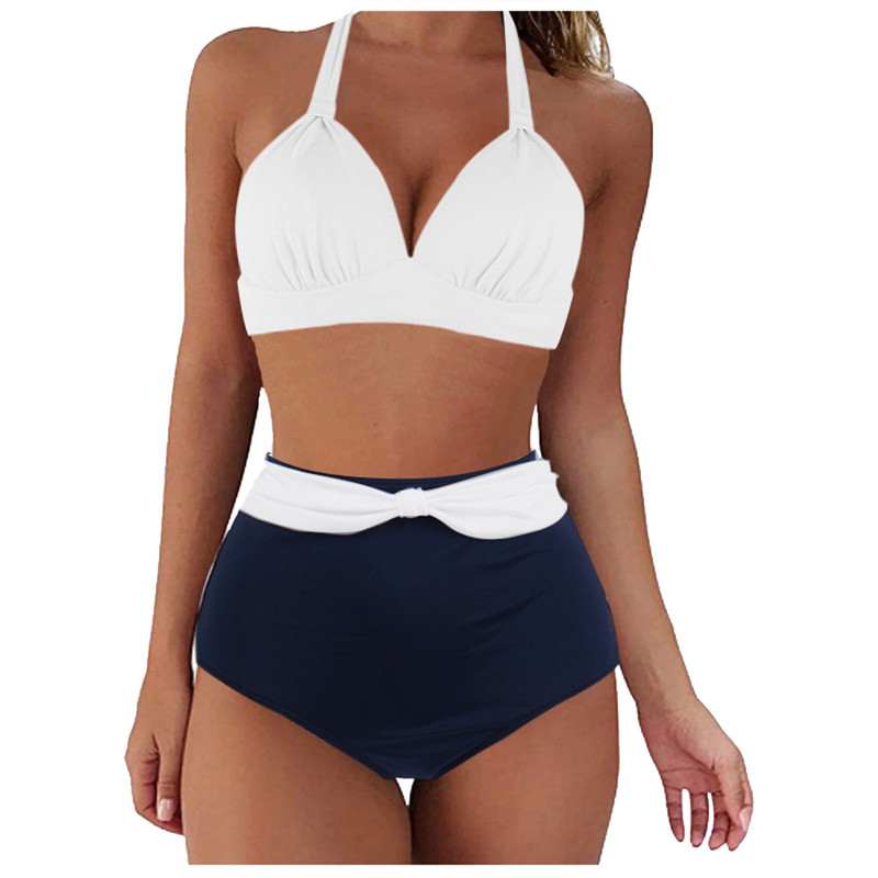 Suures suuruses naiste ujumistrikoo Retro päitsetega trükiga kaheosalise mähisega vöökohaga ujumisriided päitsetega ees tankiinide komplekt Купальник Женский