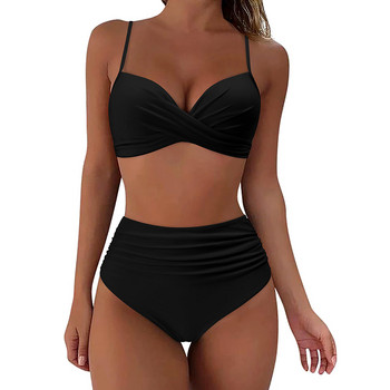 Two Pieces Sexy Swimsuits 2023 Γυναικείο σετ μπικίνι Beachwear Push Up Solid καλοκαιρινό μαγιό Τρίγωνο μπικίνι μαγιό χαμηλής μέσης