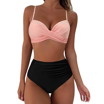 Two Pieces Sexy Swimsuits 2023 Γυναικείο σετ μπικίνι Beachwear Push Up Solid καλοκαιρινό μαγιό Τρίγωνο μπικίνι μαγιό χαμηλής μέσης