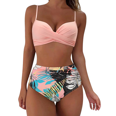Two Pieces Sexy Swimsuits 2023 Γυναικείο σετ μπικίνι Beachwear Push Up Solid καλοκαιρινό μαγιό Τρίγωνο μπικίνι μαγιό χαμηλής μέσης