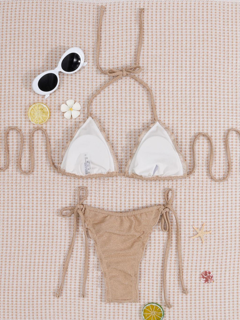 Bikini brazilian sexy cu nervuri 2023 Costum de baie pentru femei Costume de baie pentru femei Set de bikini din doua piese cu costum de baie pentru baie