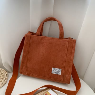 Corduroy Casual Women`s Tote Shoulder Bag Retro Art Canvas Crossbody Bags for Women 2022 Cotton Zipper Handbags Luxury Designer