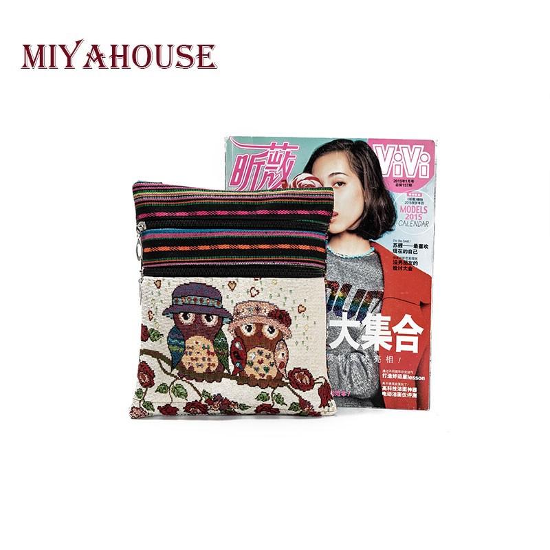 Miyahouse Casual Μικρή τσάντα Messenger με διπλό φερμουάρ Γυναικεία τσάντα ώμου με τυπωμένη κουκουβάγια τσάντα
