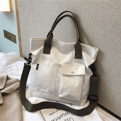 Платнени чанти за жени Дамска чанта Чанта през рамо Голям капацитет Едноцветни чанти Shopper Чанти Ежедневна дамска чанта през тялото