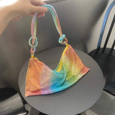 Geantă de seară cu strasuri de modă pentru femei, pentru petrecere de cină, poșete de nuntă, poșetă de designer pentru femei, geantă de umăr la subrat