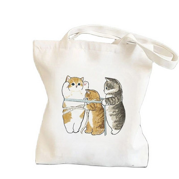 Пазарска чанта Cat Shark Bolsa Compra Plegable Jute Bag Bolsa Shopper Bolso Shopping Handbag Bag Tote Reusable Net Ecobag Cabas