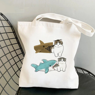 Τσάντα αγορών Cat Shark Bolsa Compra Plegable τσάντα γιούτας Bolsa Shopper Bolso Τσάντα αγορών Τσάντα Tote Επαναχρησιμοποιήσιμη δίχτυ Ecobag Cabas