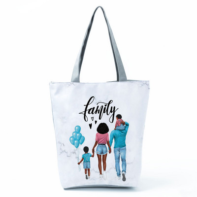 Χαριτωμένα Cartoon Super Mama Εκτύπωση Τσάντα Tote Τσάντες Ταξιδίου Τσάντες ώμου Μαμά και μωρού Πτυσσόμενες Γυναικείες Casual Τσάντες Eco Επαναχρησιμοποιήσιμη Τσάντα αγορών