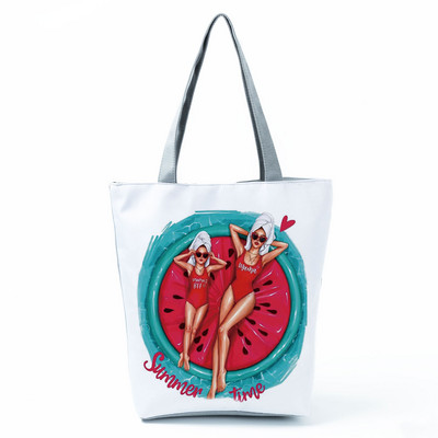 Χαριτωμένα Cartoon Super Mama Εκτύπωση Τσάντα Tote Τσάντες Ταξιδίου Τσάντες ώμου Μαμά και μωρού Πτυσσόμενες Γυναικείες Casual Τσάντες Eco Επαναχρησιμοποιήσιμη Τσάντα αγορών