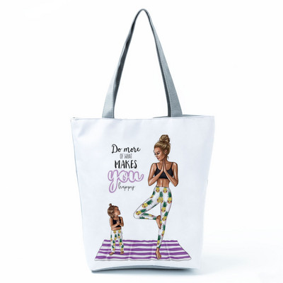 Χαριτωμένα Cartoon Super Mama Εκτύπωση Τσάντα Tote Τσάντες Ταξιδίου Τσάντες ώμου Μαμά και μωρού Πτυσσόμενες Γυναικείες Casual Τσάντες Eco Επαναχρησιμοποιήσιμη Τσάντα αγορών