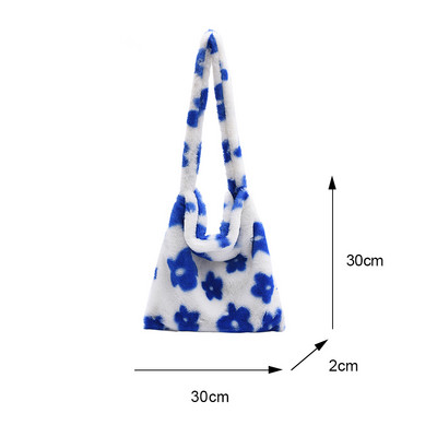 Poșete de mână pufoase pentru femei, fete, portabile de pluș, mini clutchs cu umăr de iarnă 2022, genți de călătorie de stradă cu imprimeu retro cu animale