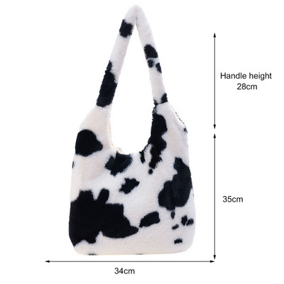 Poșete de mână pufoase pentru femei, fete, portabile de pluș, mini clutchs cu umăr de iarnă 2022, genți de călătorie de stradă cu imprimeu retro cu animale