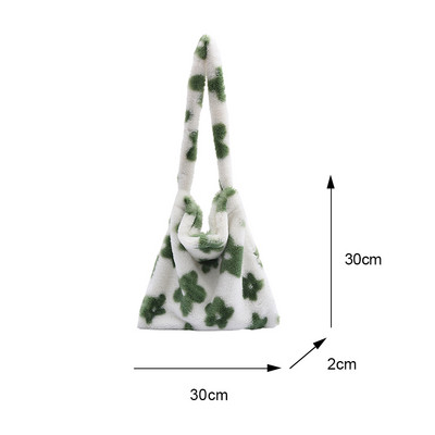 Poșete de mână pufoase pentru femei, fete, portabile de pluș, mini clutchs cu umăr de iarnă 2022, genți de călătorie de stradă cu imprimeu retro cu animale