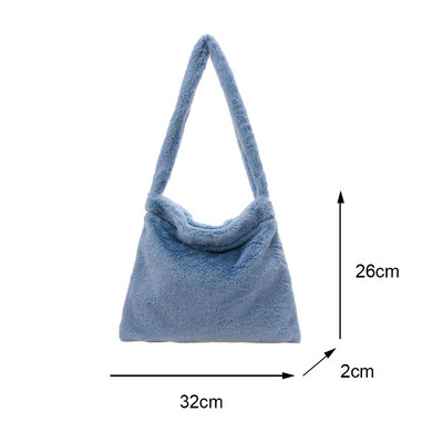 Poșete de mână pufoase pentru femei, fete, portabile de pluș, mini clutchs cu umăr de iarnă 2022, genți de călătorie de stradă cu imprimeu retro cu animale