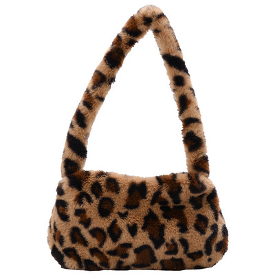 Geantă mică pentru femei Trend 2022 Geantă de designer de pluș cu imprimeu animal de blană artificială Poșetă pentru cumpărături Geantă de mână pentru femei Geantă de umăr cu blană