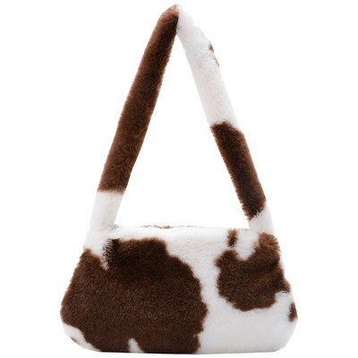 Geantă mică pentru femei Trend 2022 Geantă de designer de pluș cu imprimeu animal de blană artificială Poșetă pentru cumpărături Geantă de mână pentru femei Geantă de umăr cu blană