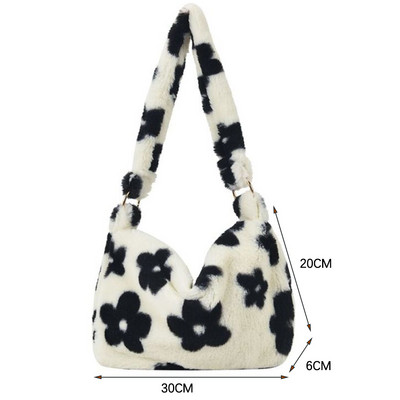 Geantă mică pentru femei Trend 2022 Geantă de designer de pluș cu imprimeu animal de blană artificială Poșetă pentru cumpărături Geantă de mână pentru femei Geantă de umăr cu blană