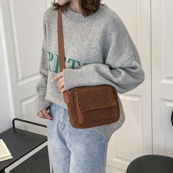 2022 г. Нова дамска чанта през рамо през рамо с пухкава козина Малка модна агнешка вълна Зимна женска чанта Дизайнерски чанти