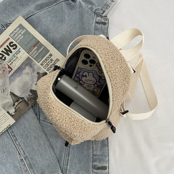 2022 г. Нова дамска чанта през рамо през рамо с пухкава козина Малка модна агнешка вълна Зимна женска чанта Дизайнерски чанти