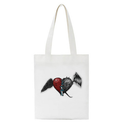 Κορέα Ulzzang Ins Heart Harajuku Γυναικεία Τσάντα ώμου Art Gothic Σχολική Τσάντα Y2k Anime Καμβά Τσάντα Μεγάλης χωρητικότητας Casual Shopper Τσάντα