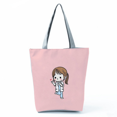 Moekott Kohandatud multifilm Hambaarsti õlakott Ökoloogiline korduvkasutatav ostukott Naiste käekotid vabaaja kaasaskantavad